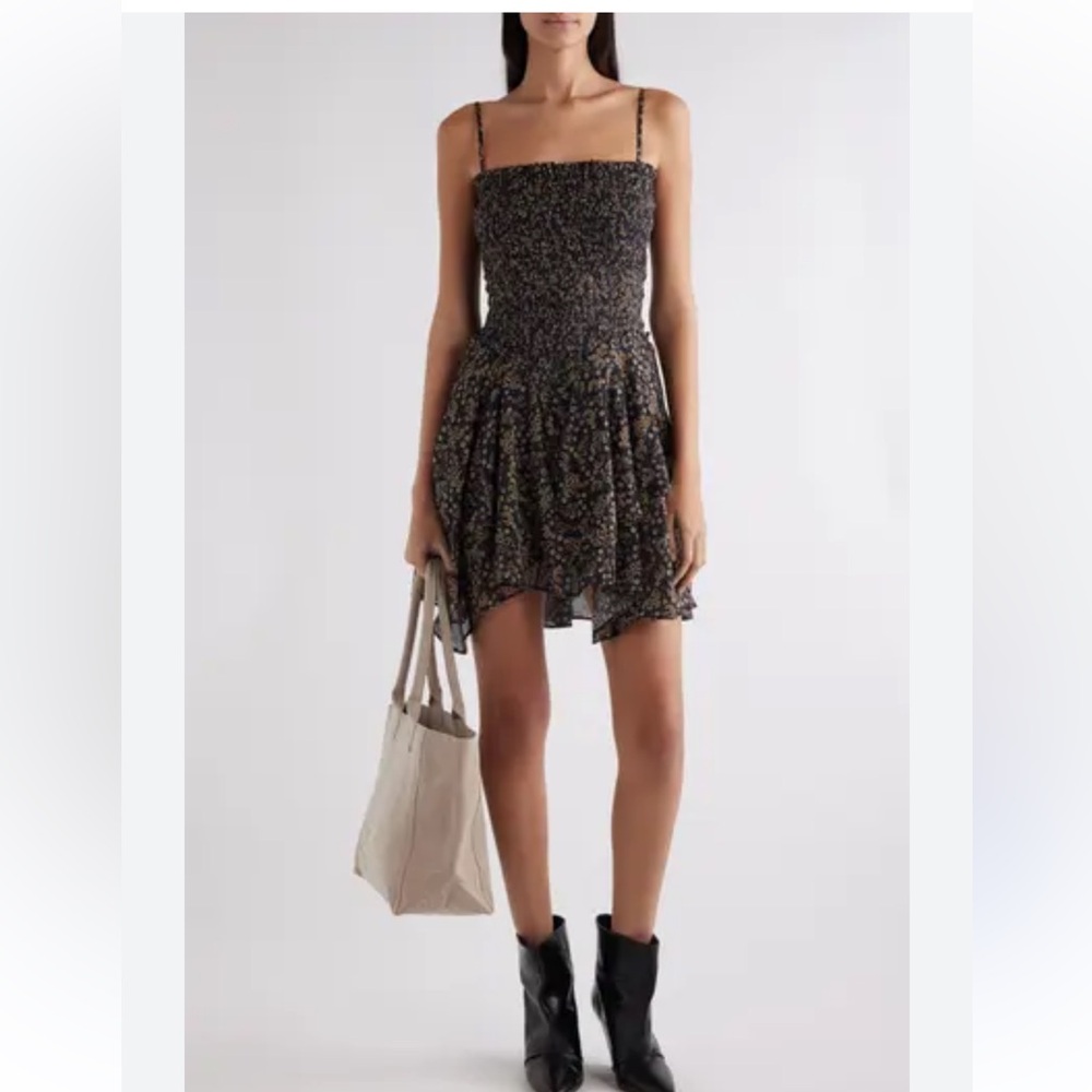 NWT Isabel Marant Etoile Anka Cotton Smocked Minidress EU44 L/XL